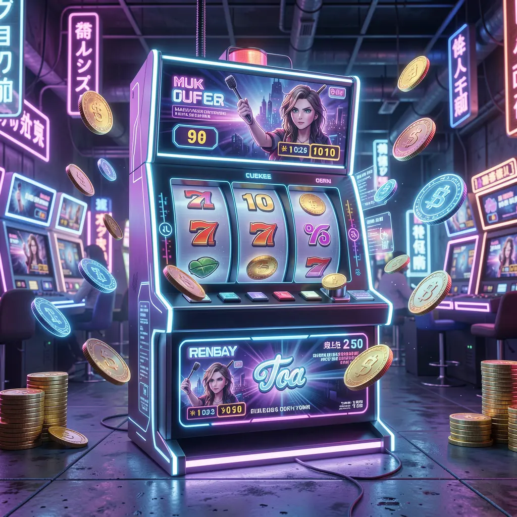 Futuristic slot machine with bright neon lights and spinning reels surrounded by digital effects showcasing the high tech casino atmosphere of TK6888 for Bangladesh